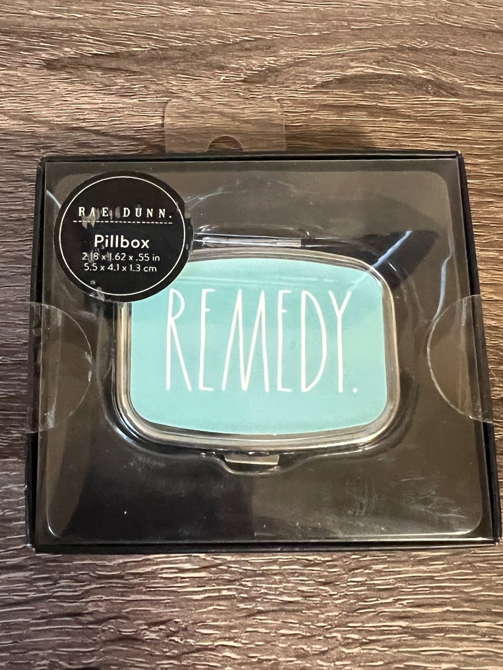Rae Dunn Silver Green Mini Pillbox Remedy NWT